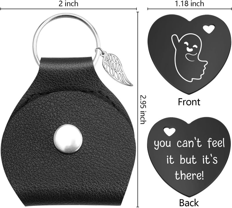 Lasimfa Black Stainless Steel Double-Sided Heart Shaped Token with Leather Bag Long Distance Relationship Valentine's Gift for Couples Boyfriend Girlfriend - Image 5